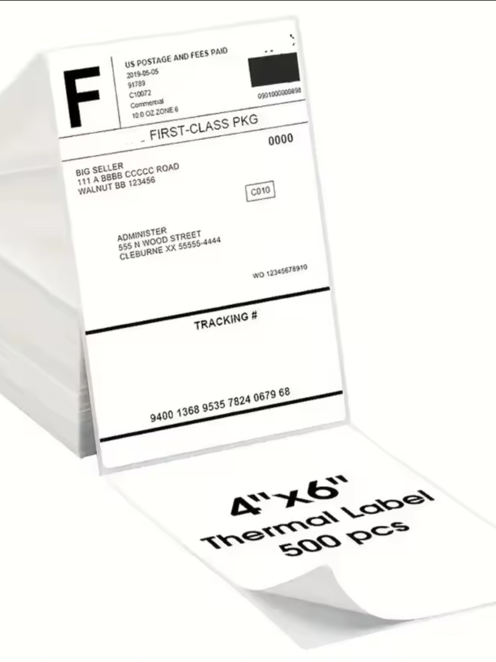 4" x 6" White Thermal Shipping Labels - 500 Pack